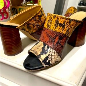 Gibson & Latimer Mya Snake Patchwork Mules